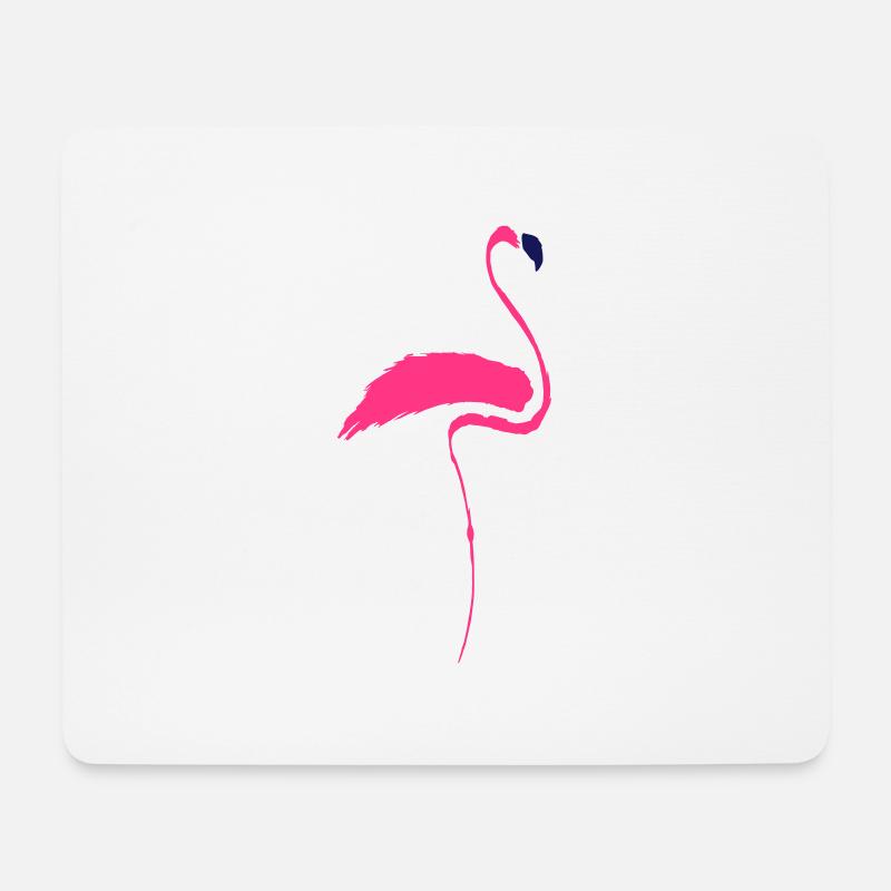 Flamingo handgemalt zweifarbig - Mousepad (Querformat) - Weiß