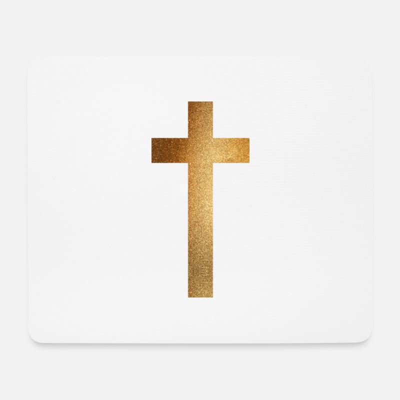 Goldenes Kreuz - Mousepad (Querformat) - Weiß