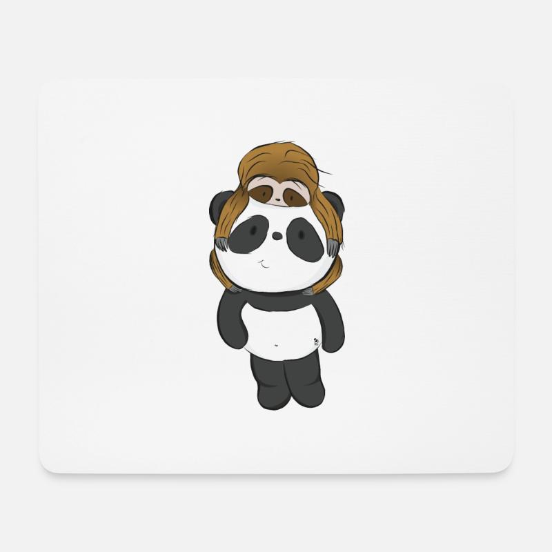Panda und Hygge - Mousepad (Querformat) - Weiß