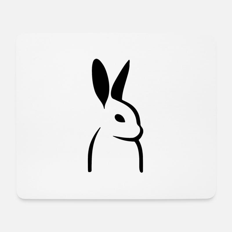 Minimalistische Kaninchen-Silhouette - Mousepad (Querformat) - Weiß