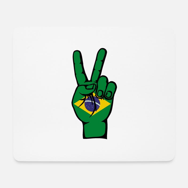 Brasilien Flagge Frieden Victory Symbol - Mousepad (Querformat) - Weiß