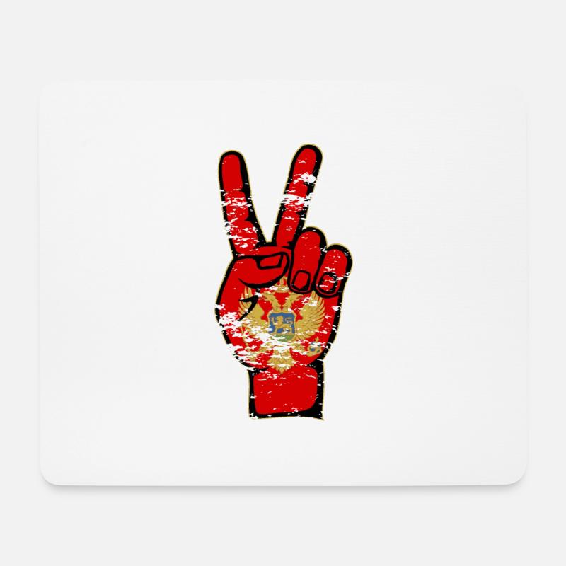 Montenegro Flagge Frieden Victory Symbol used - Mousepad (Querformat) - Weiß