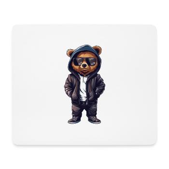 Cool Teddy Bear T-Shirt, Leather Jacket, Sunglasses - Mouse Pad (horizontal) - white - Front