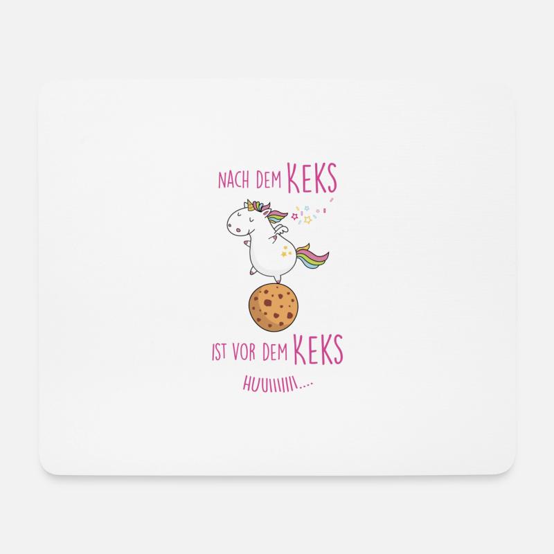 Nach dem Keks Einhorn - Mousepad (Querformat) - Weiß