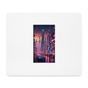 Futuristische Stadtlandschaft bei Nacht - Mousepad (Querformat) - Weiß - Vorne