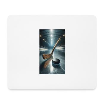 Eishockey, Puck und Schläger - Mousepad (Querformat) - Weiß - Vorne