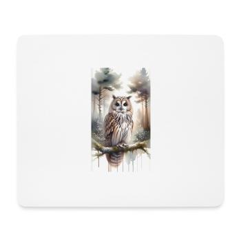 Eule im Aquarell - Mousepad (Querformat) - Weiß - Vorne