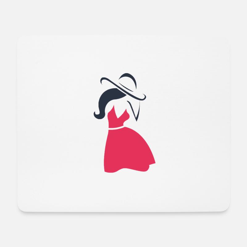 Frau Kleid Hut Weiblich Lady Silhouette Geschenk - Mousepad (Querformat) - Weiß