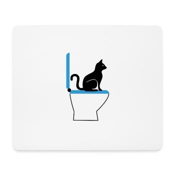 Bac à litière bleu - cadeau pour les amis des chats - Tapis de souris (format paysage) - blanc - Devant