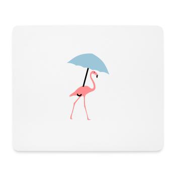 Flamingo with umbrella or parasol - Mouse Pad (horizontal) - white - Front