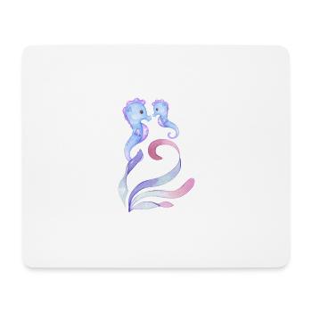 blaue Seepferdchen - Mutter + Kind - Mousepad (Querformat) - Weiß - Vorne
