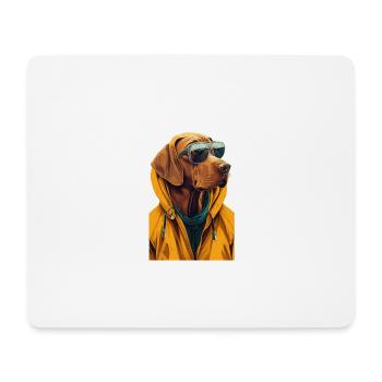Cooler Magyar Vizsla Hund im gelben Mantel - Mousepad (Querformat) - Weiß - Vorne