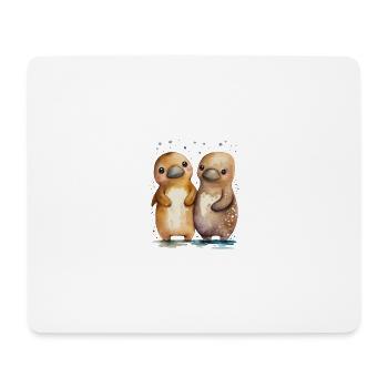 Paire d’ornithorynques aquarelle - Tapis de souris (format paysage) - blanc - Devant