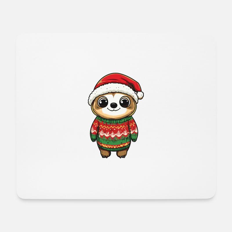 Faultier Weihnachten Comic - Mousepad (Querformat) - Weiß