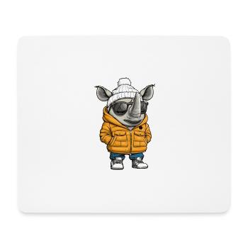 Nashorn Winter - Mousepad (Querformat) - Weiß - Vorne