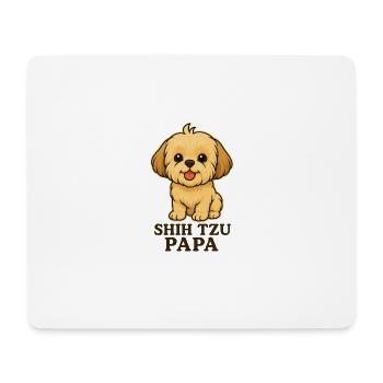 Shih Tzu Hund Leon mit Spruch: "Shih Tzu Papa" - Mousepad (Querformat) - Weiß - Vorne