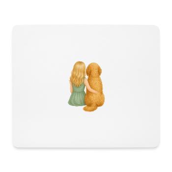 Little blonde girl with golden retriever - Mouse Pad (horizontal) - white - Front