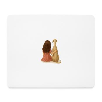 Kleines Mädchen mit Windhund – Aquarell - Mousepad (Querformat) - Weiß - Vorne