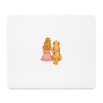 Femme blonde avec golden retriever - Tapis de souris (format paysage) - blanc - Devant