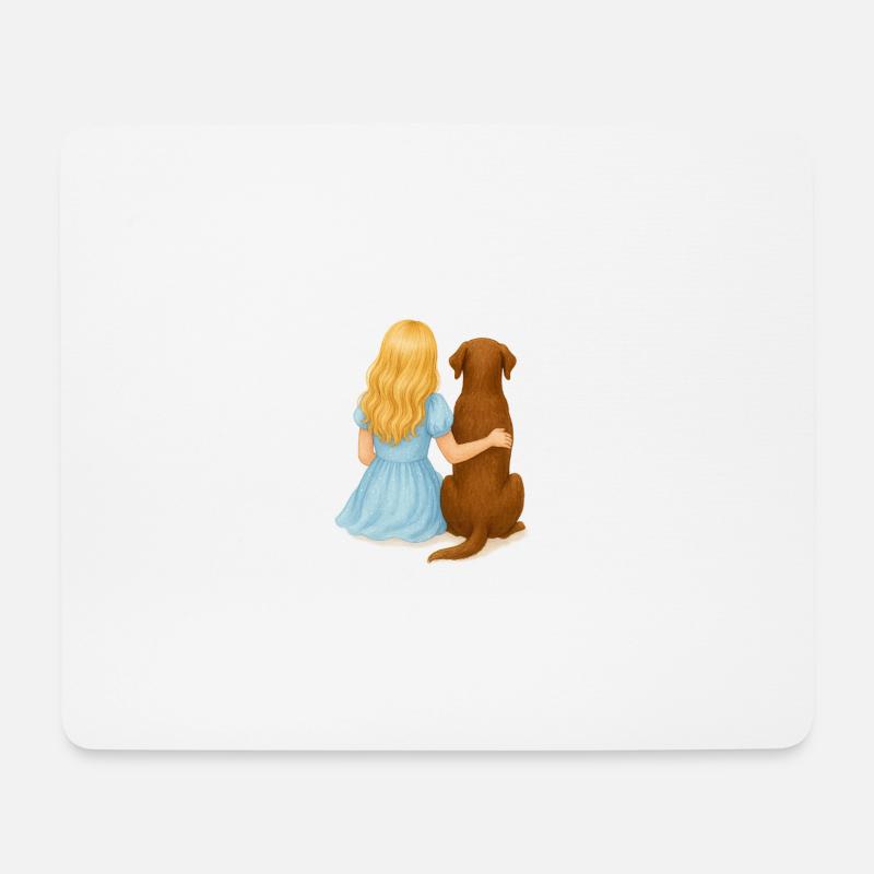 Blonde Frau mit Labrador - Mousepad (Querformat) - Weiß