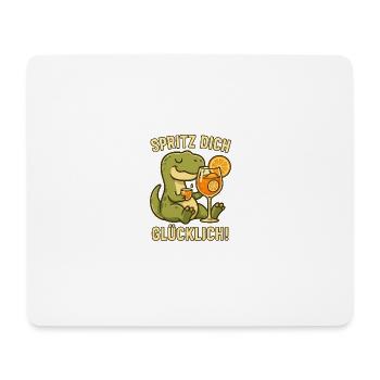 Spritz dich glücklich – Lustiger Dino mit Drink - Mousepad (Querformat) - Weiß - Vorne