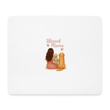 Maman bénie – avec bébé et Golden Retriever - Tapis de souris (format paysage) - blanc - Devant