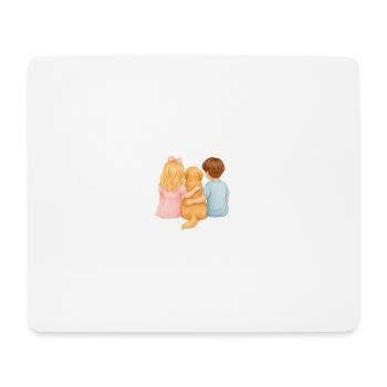 Two Children with Golden Retriever – Young Girls - Mouse Pad (horizontal) - white - Front