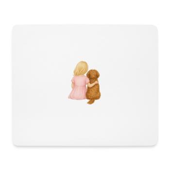 Blondes Mädchen mit Hund - Mousepad (Querformat) - Weiß - Vorne