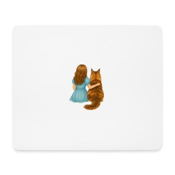 Fille avec chat – Amitié magique - Tapis de souris (format paysage) - blanc - Devant