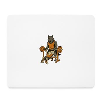 Lapin et loup dans la salle de sport - Tapis de souris (format paysage) - blanc - Devant