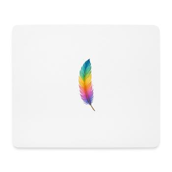 Colorful Feather – Sanfte Kraft in Regenbogenfarbe - Mousepad (Querformat) - Weiß - Vorne