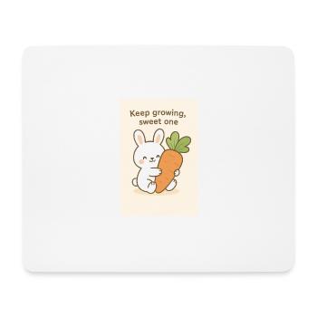 Kawaii Bunny Hugging Giant Carrot - Mouse Pad (horizontal) - white - Front