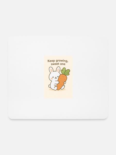 Kawaii Bunny Umarmt Riesenkarotte - Mousepad (Querformat) - Weiß