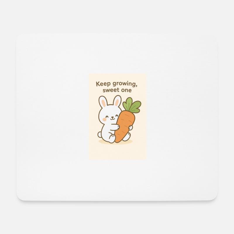 Kawaii Hase mit Riesenkarotte - Mousepad (Querformat) - Weiß