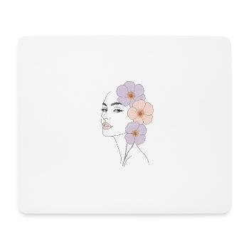Blütenpoesie – Line Art Femininity - Mousepad (Querformat) - Weiß - Vorne