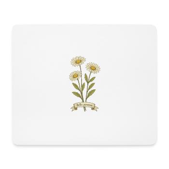 Bellis perennis | Zarte Kraft der Wiese - Mousepad (Querformat) - Weiß - Vorne