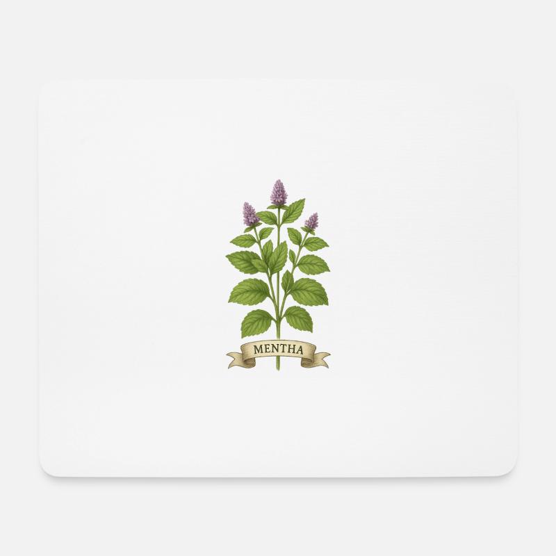 Mentha piperita | Frischer Atem der Natur - Mousepad (Querformat) - Weiß