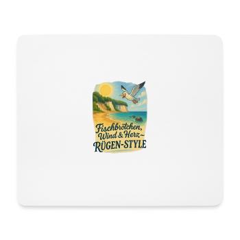 Fischbrötchen, Wind & Herz – Rügen-Style - Mousepad (Querformat) - Weiß - Vorne