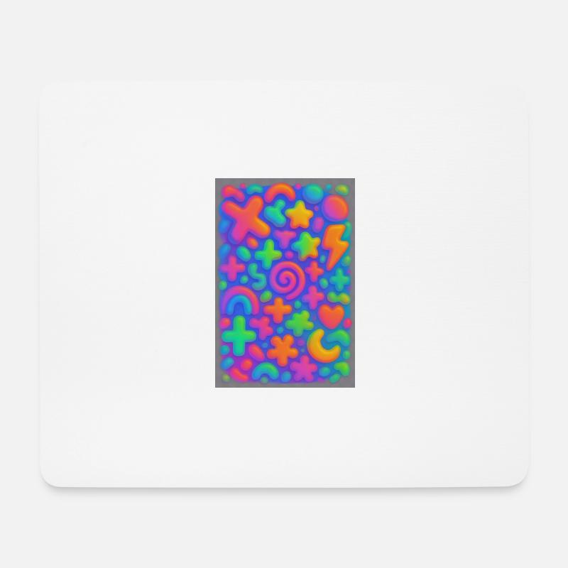 Neon Overload – Overlapping 3D Pop Art Explosion - Mouse Pad (horizontal) - white