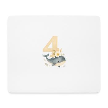 whale birthday number4 printready - Mousepad (Querformat) - Weiß - Vorne