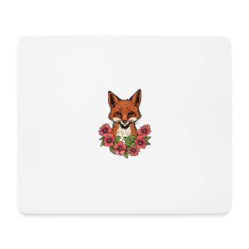 Fuchs in Blumen - Mousepad (Querformat) - Weiß - Vorne