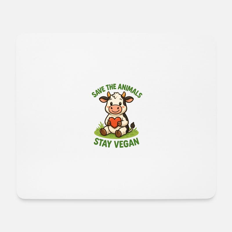 Save the Animals Stay Vegan - Mousepad (Querformat) - Weiß