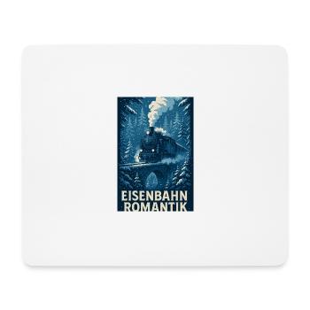Eisenbahn Dampflok Winter Wald Romantik - Mousepad (Querformat) - Weiß - Vorne