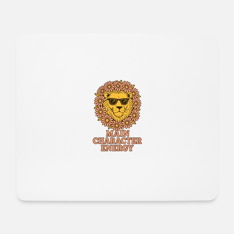 Blumen-Löwe mit Sonnenbrille - Leo Sternzeichen - Mousepad (Querformat) - Weiß