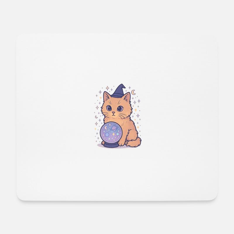 Astro Cat with Crystal Ball - Mouse Pad (horizontal) - white