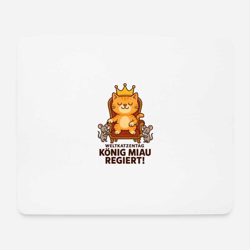 Katze Weltkatzentag Kater König Miau Maus Regiert - Mousepad (Querformat) - Weiß