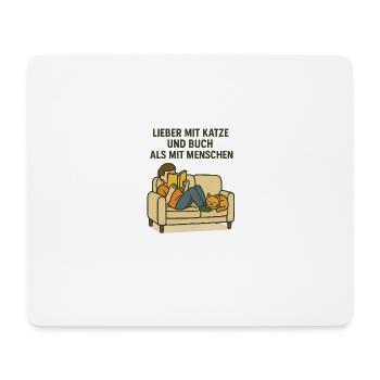 Cat World Cat Day Cat Sofa Chill Book relax - Mouse Pad (horizontal) - white - Front