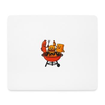 Grill Bratwurst Cheese Burger Fire Party Fourchette - Tapis de souris (format paysage) - blanc - Devant