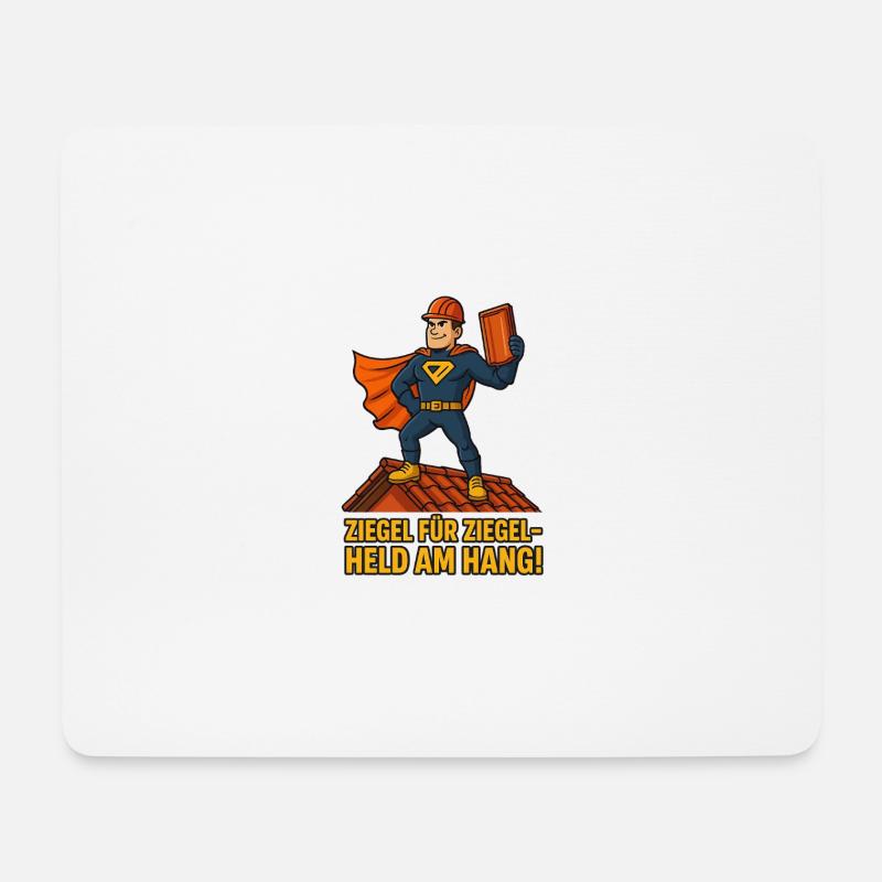 Ziegel Held am Hang Dachdecker - Mousepad (Querformat) - Weiß
