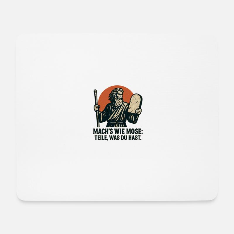 Mach es wie Mose - teile was du hast - Mousepad (Querformat) - Weiß